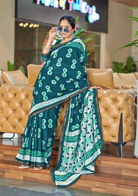 Hand block print with hevay zari bodar sarees 1