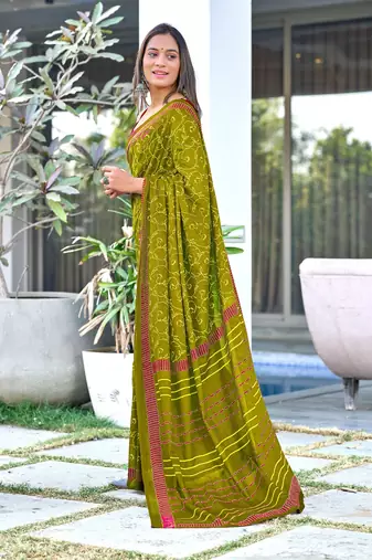Ajrakh fancy hand block mulmul cotton sarees