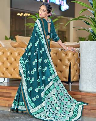 Hand block print with hevay zari bodar sarees 2
