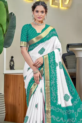 Buti hand block print with hevay zari bodar sarees