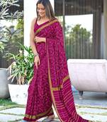 Ajrakh fancy hand block mulmul cotton sarees