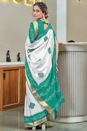Buti hand block print with hevay zari bodar sarees