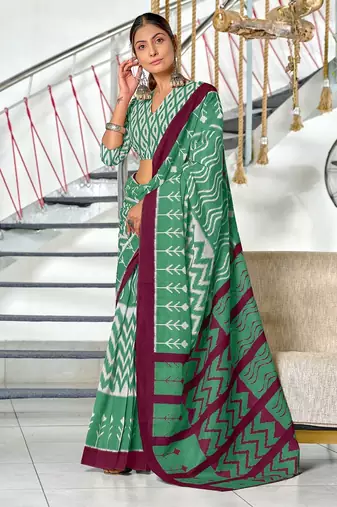 Hand block print mulmul cotton sarees