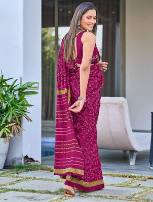 Ajrakh fancy hand block mulmul cotton sarees 4
