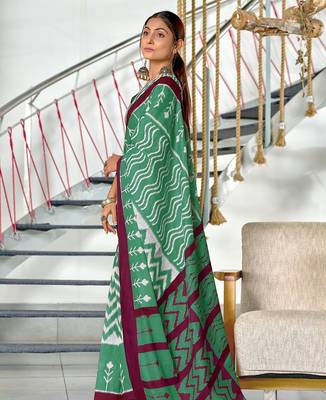 Hand block print mulmul cotton sarees 3