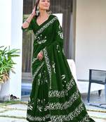 Batik butterfly hand block mulmul cotton sarees