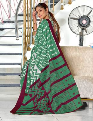 Hand block print mulmul cotton sarees 4