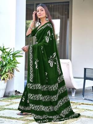 Batik butterfly hand block mulmul cotton sarees 3