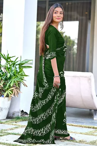 Batik butterfly hand block mulmul cotton sarees