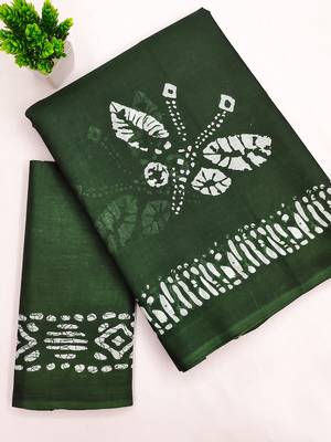 Batik butterfly hand block mulmul cotton sarees 5
