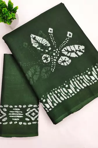 Batik butterfly hand block mulmul cotton sarees