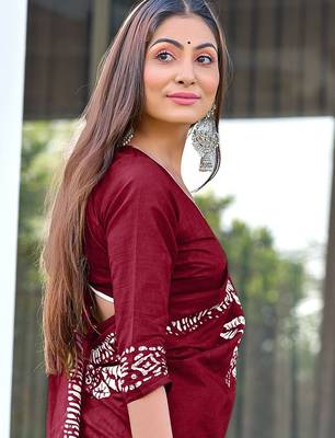 Batik butterfly hand block mulmul cotton sarees 2