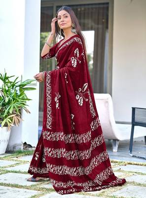 Batik butterfly hand block mulmul cotton sarees 3