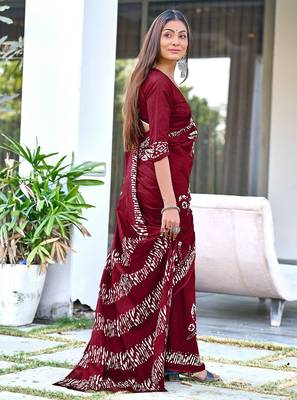 Batik butterfly hand block mulmul cotton sarees 4
