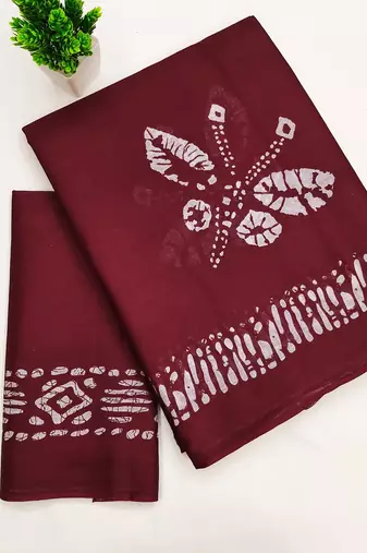 Batik butterfly hand block mulmul cotton sarees