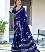 Batik butterfly hand block mulmul cotton sarees