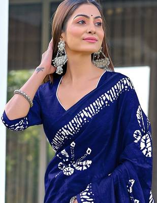 Batik butterfly hand block mulmul cotton sarees 2