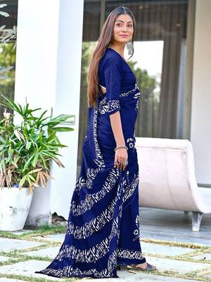 Batik butterfly hand block mulmul cotton sarees 4
