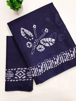Batik butterfly hand block mulmul cotton sarees 5