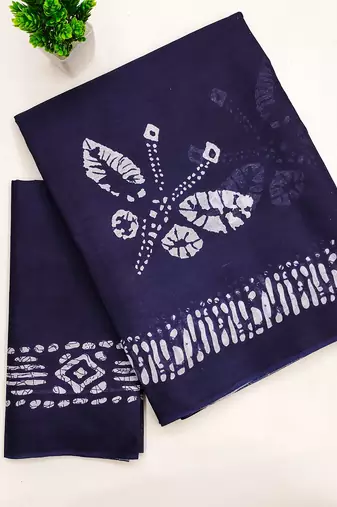 Batik butterfly hand block mulmul cotton sarees
