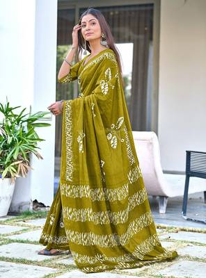 Batik butterfly hand block mulmul cotton sarees 3