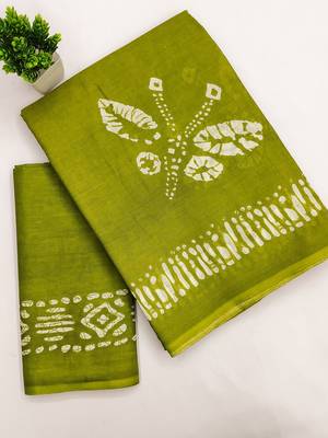 Batik butterfly hand block mulmul cotton sarees 5