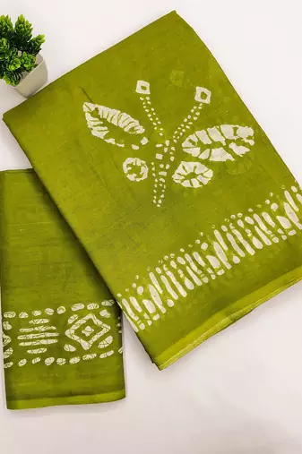 Batik butterfly hand block mulmul cotton sarees