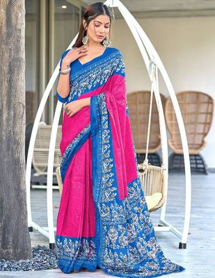 Hand batik print mulmul cotton sarees 1