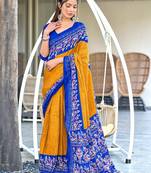 Hand batik print mulmul cotton sarees