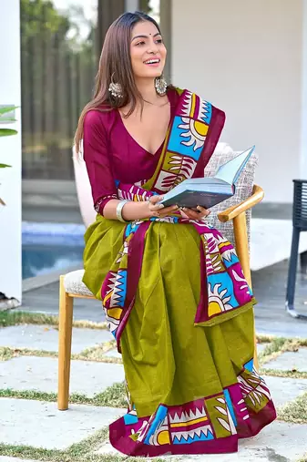 Bagru block print  mulmul cotton sarees