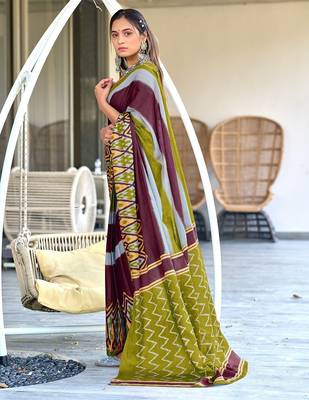 Pure mulmul cotton hand block print sarees 3