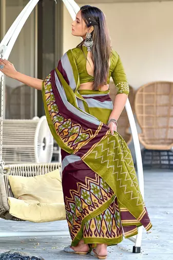 Pure mulmul cotton hand block print sarees