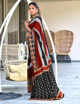 Pure mulmul cotton hand block print sarees 3
