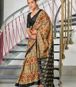Ikkat test block print mulmul cotton sarees