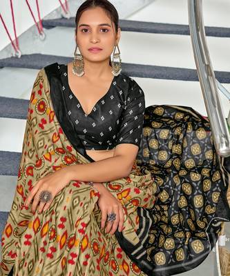Ikkat test block print mulmul cotton sarees 2