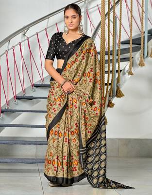 Ikkat test block print mulmul cotton sarees 3