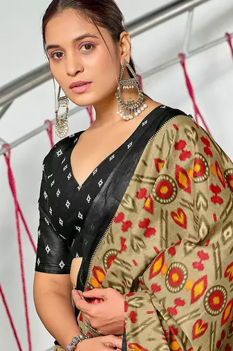 Ikkat test block print mulmul cotton sarees