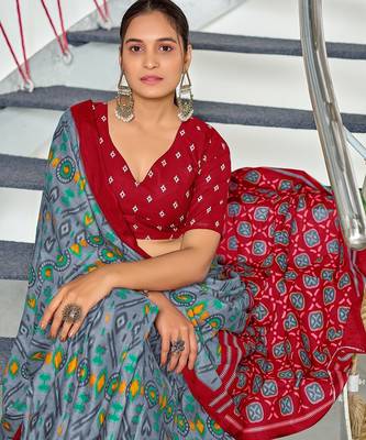 Ikkat test block print mulmul cotton sarees 3