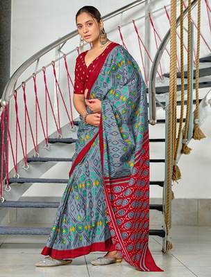 Ikkat test block print mulmul cotton sarees 4