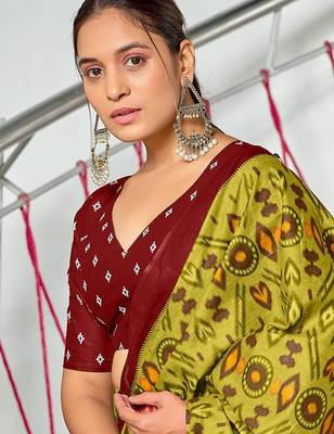 Ikkat test block print mulmul cotton sarees 2