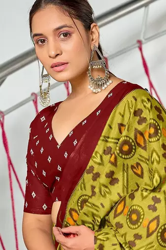 Ikkat test block print mulmul cotton sarees