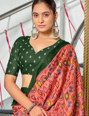 Ikkat test block print mulmul cotton sarees 2