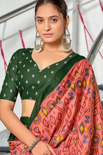 Ikkat test block print mulmul cotton sarees