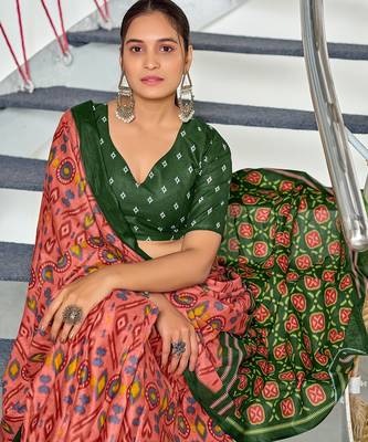 Ikkat test block print mulmul cotton sarees 3