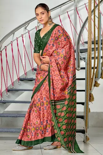 Ikkat test block print mulmul cotton sarees
