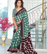 Hand block printed cotton mul saree with blouse