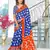 Hand block printed cotton mul saree with blouse