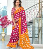 Hand block printed cotton mul saree with blouse