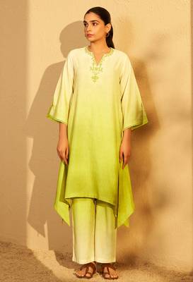 Lemon glow ombre embroidered coord set 3
