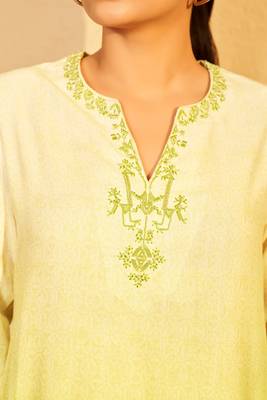 Lemon glow ombre embroidered coord set 4